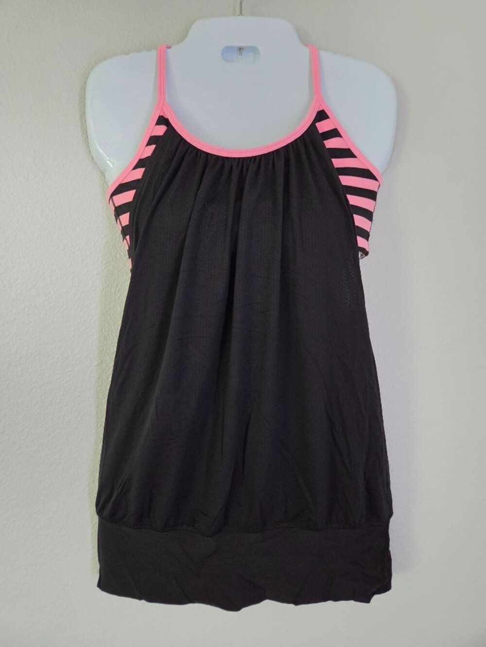 RBX Women's Black Pink Striped Racerback Athletic Tank Top Size S/P